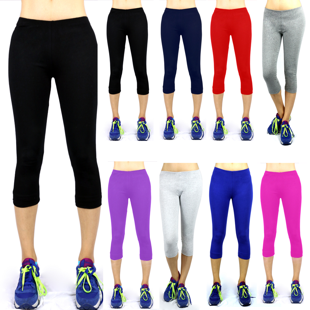 Women Fitness Yoga Work Out Pants Running Gym Sport Leggings Capri ...